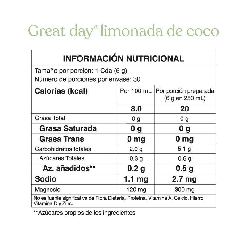 Great Day® limonada de coco 180gr