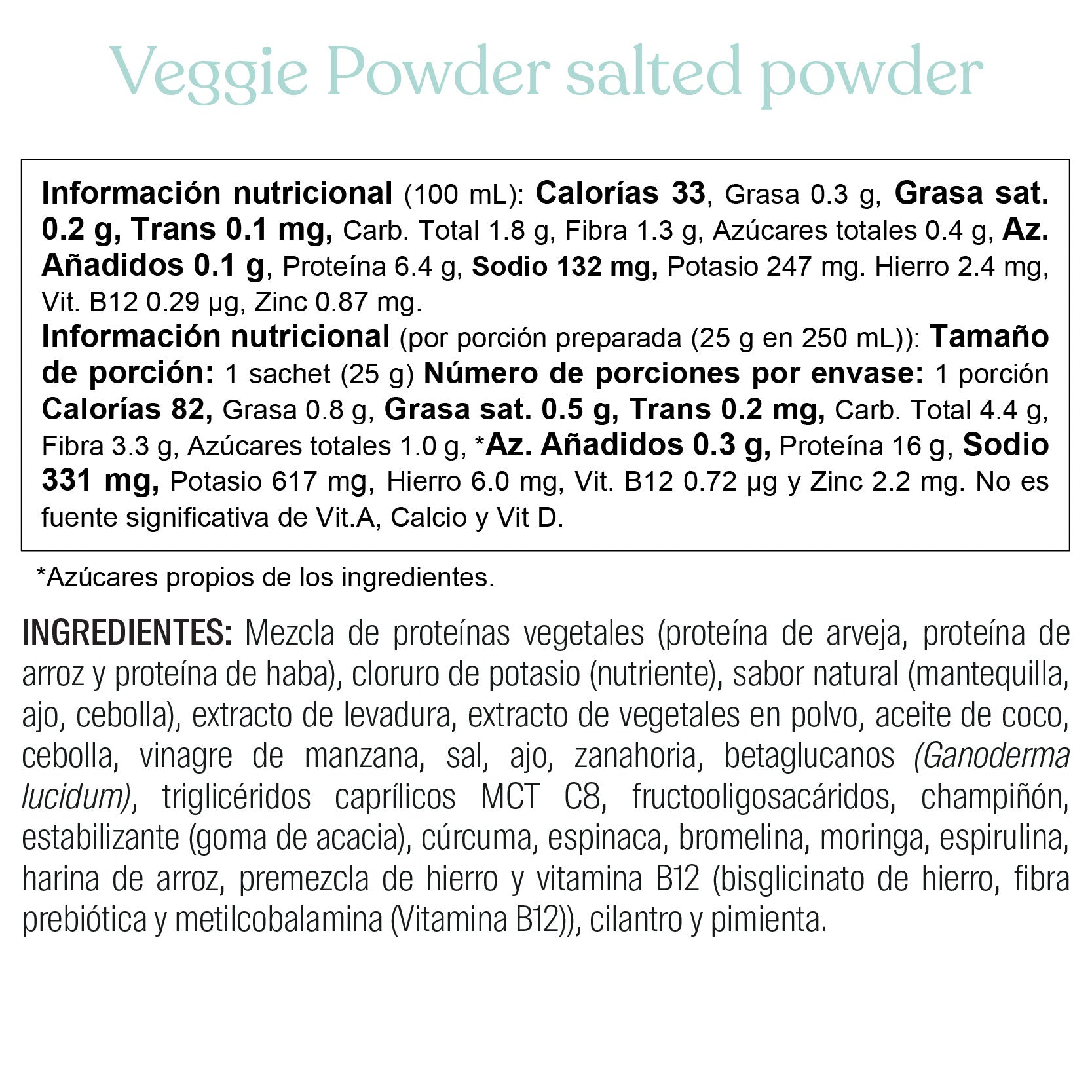 Veggie salted powder sachet 25gr