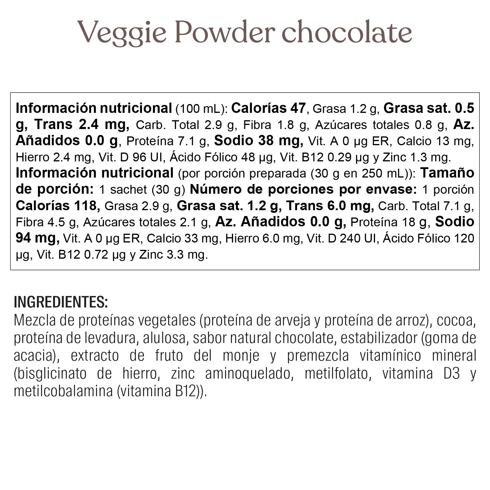 Veggie Powder chocolate sachet 30gr